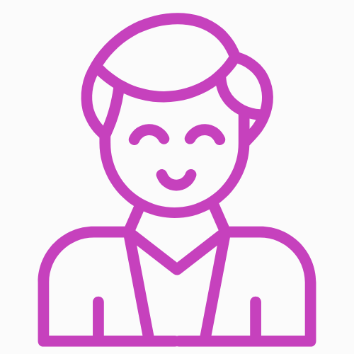 Ikona fioletowego mężczyzny z uśmiechem